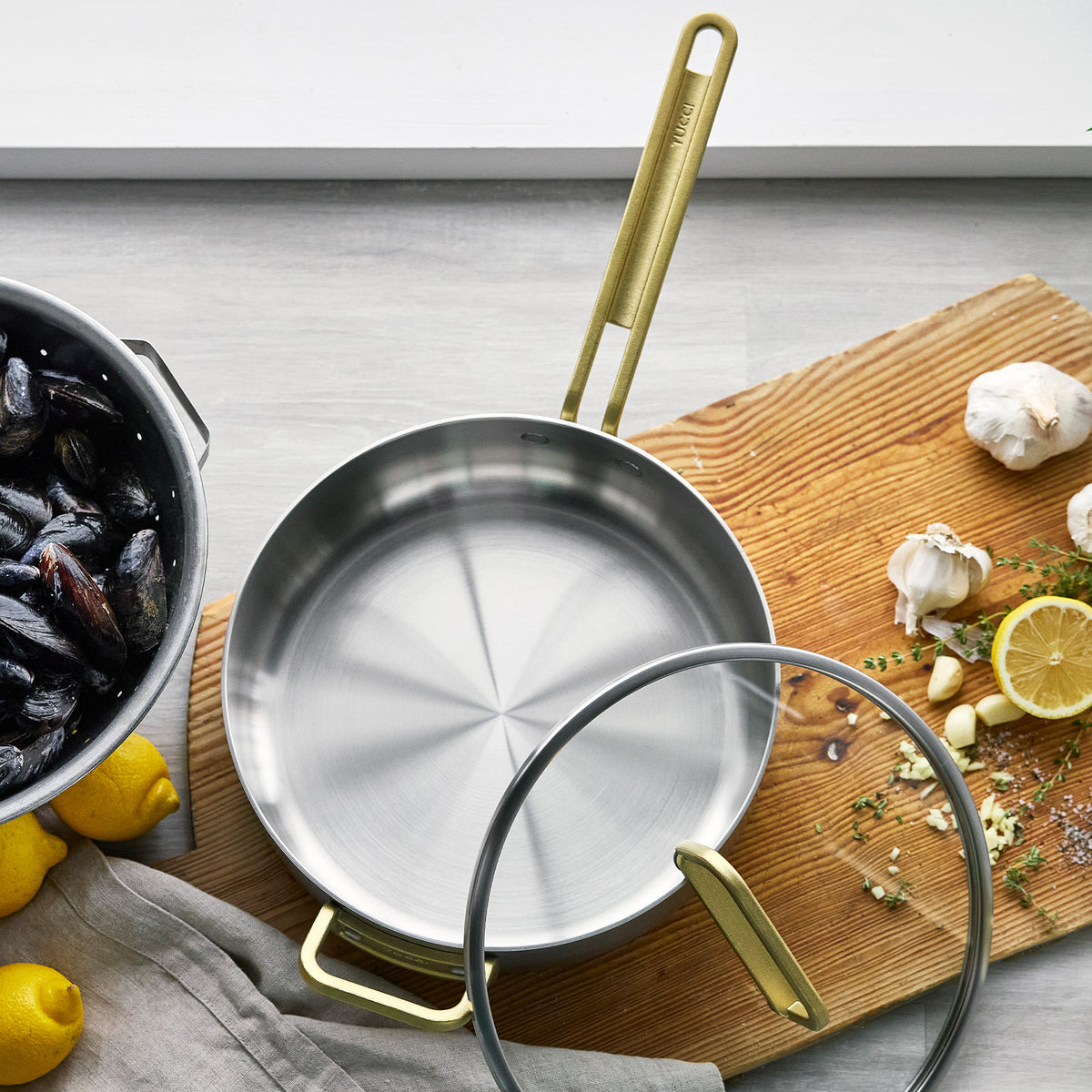 Stanley Tucci™ Uncoated Stainless Steel 4-Quart Sauté Pan with Lid - Image 6