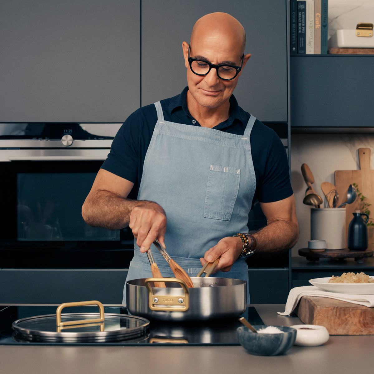 Stanley Tucci™ Uncoated Stainless Steel 4-Quart Sauté Pan with Lid - Image 2