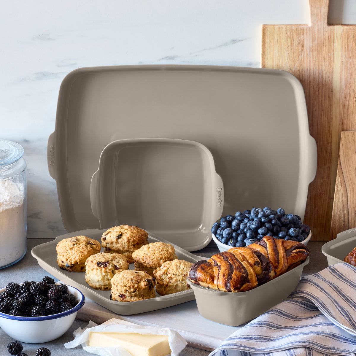 Premiere Ovenware Ceramic Nonstick 4-Piece Set | Taupe - Image 2