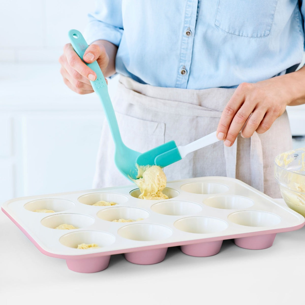 GreenLife Ceramic Nonstick Muffin Pan | Pink - Image 3