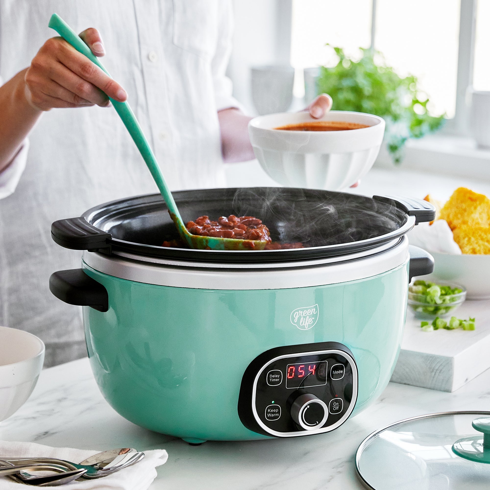 GreenLife Healthy 6-Quart Slow Cooker | Turquoise - Image 5