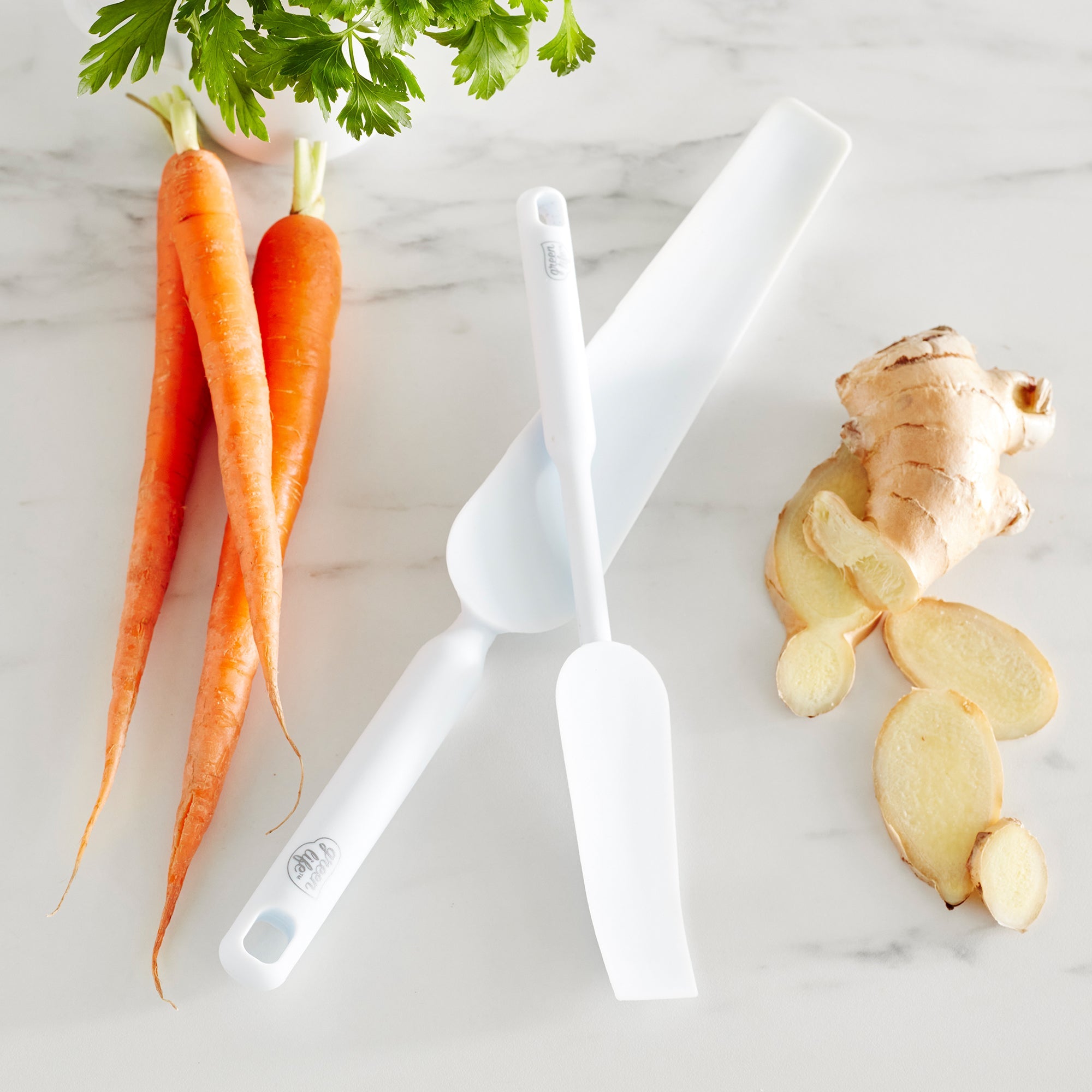 GreenLife Easy Reach Silicone Spatula. 2-Piece Set | White - Image 2