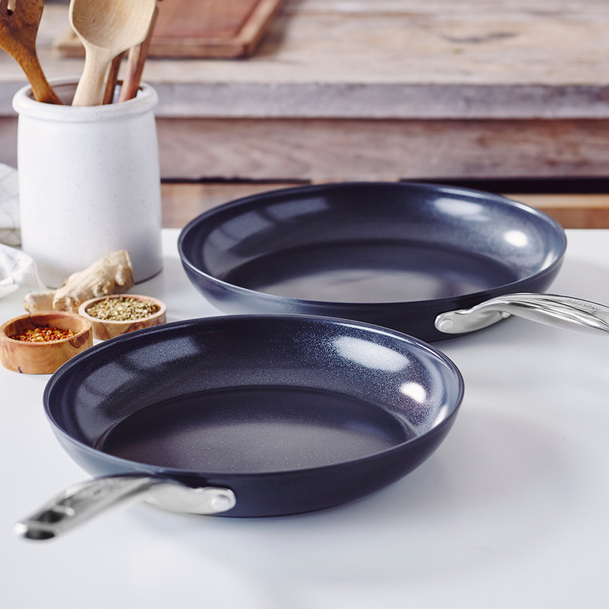 Chatham Black Ceramic Nonstick 10 and 12 Frypan Set - Image 2