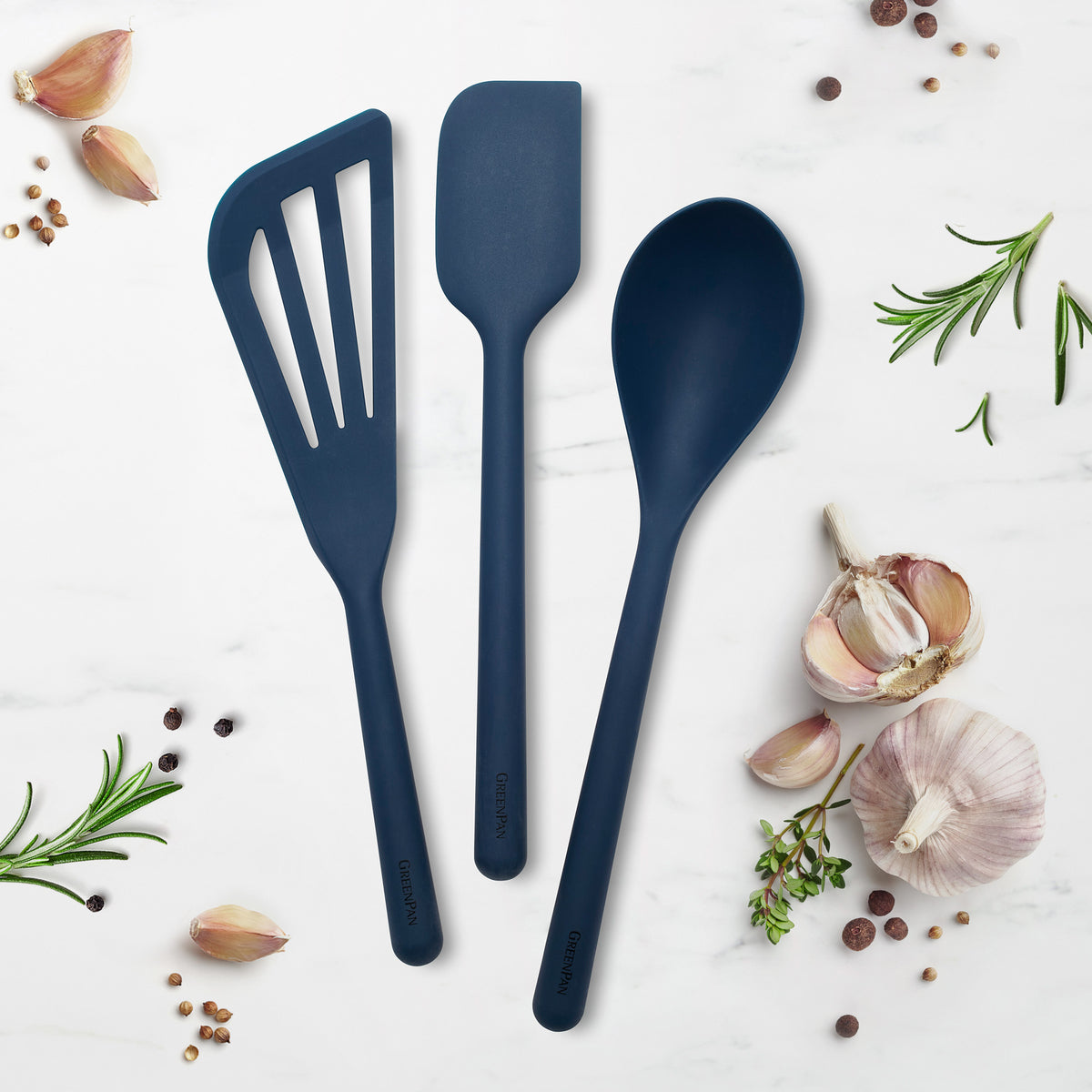 Platinum Silicone Tools 3-Piece Utensil Set | Navy - Image 2