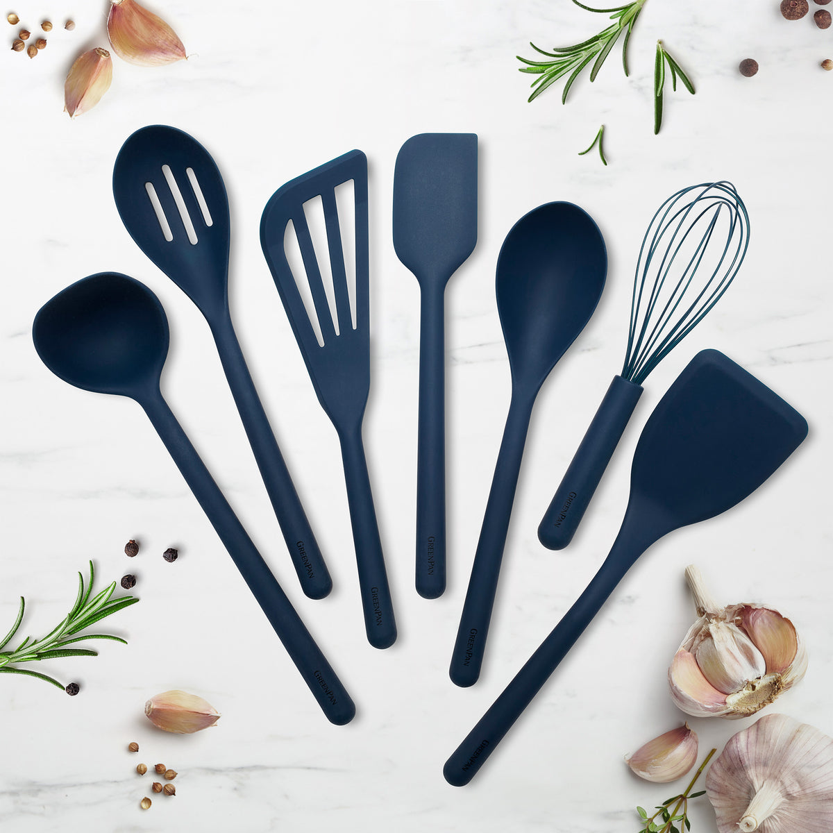 Platinum Silicone Tools 7-Piece Utensil Set | Navy - Image 2