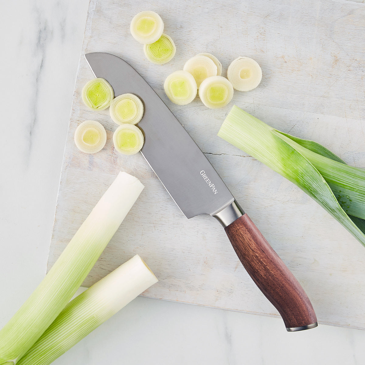 Premiere Titanium Cutlery 7 Santoku Knife with Walnut Handle - Image 3