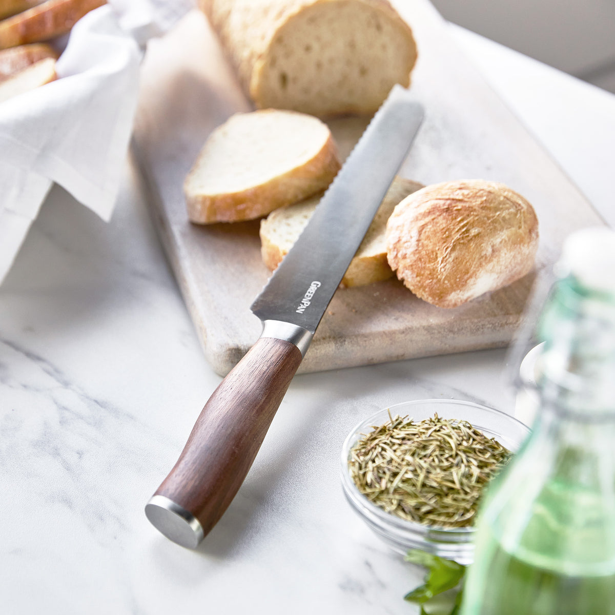 Premiere Titanium Cutlery 8 Bread Knife with Walnut Handle - Image 3