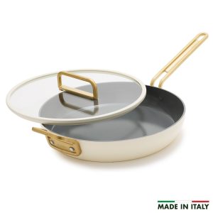 Stanley Tucci™ Ceramic Nonstick 12 Frypan with Lid | Carrara White