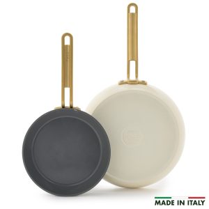Stanley Tucci™ Ceramic Nonstick 8 and 10 Frypan Set | Carrara White