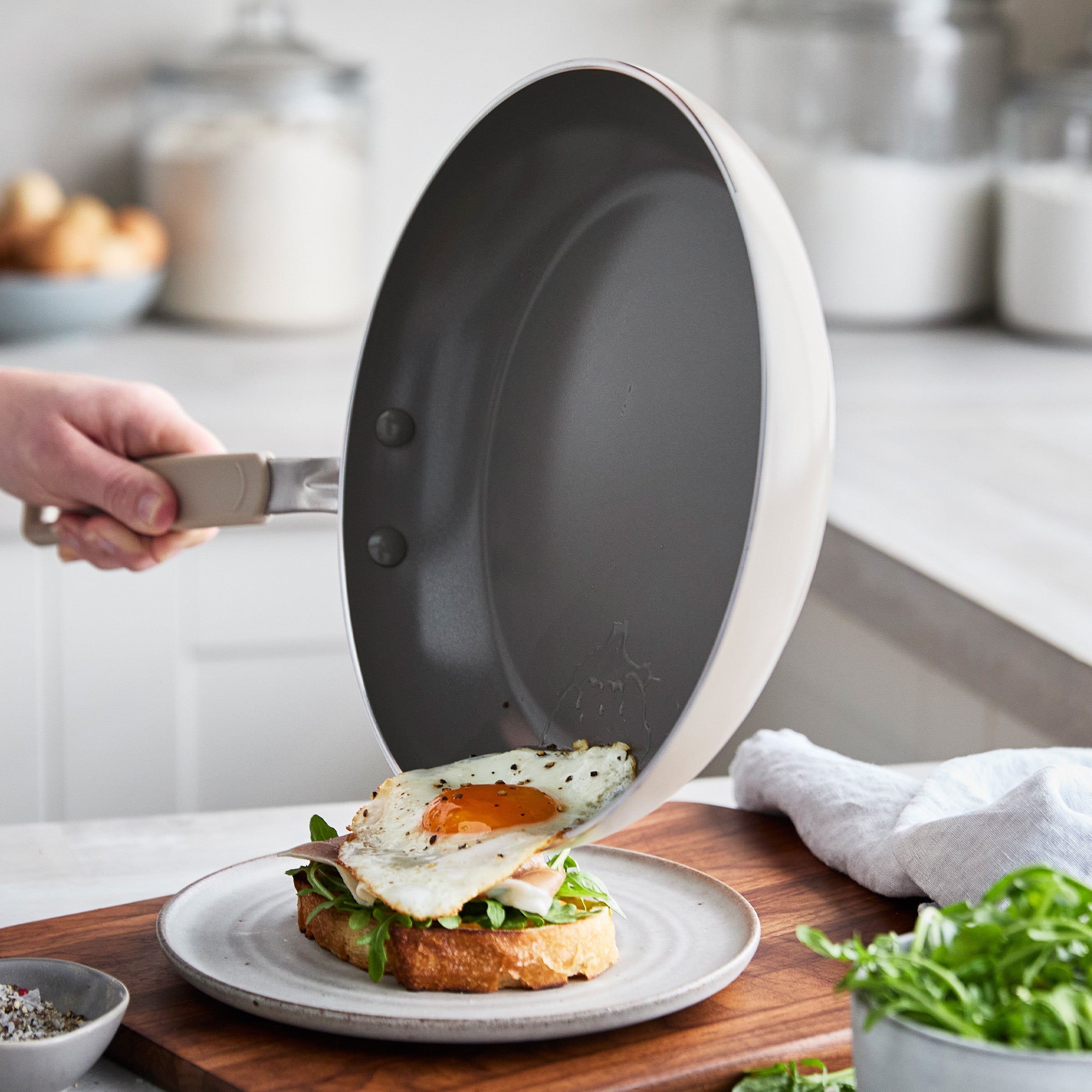 Space Saving Stack Ceramic Nonstick 11-Piece Cookware Set | Taupe - Image 4