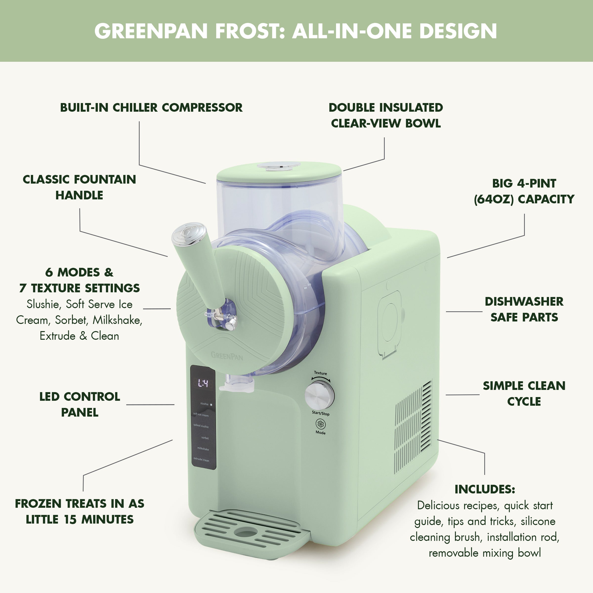 Frost Classic 15-in-1 Ice Cream & Frozen Drink Maker | Pistachio - Image 4