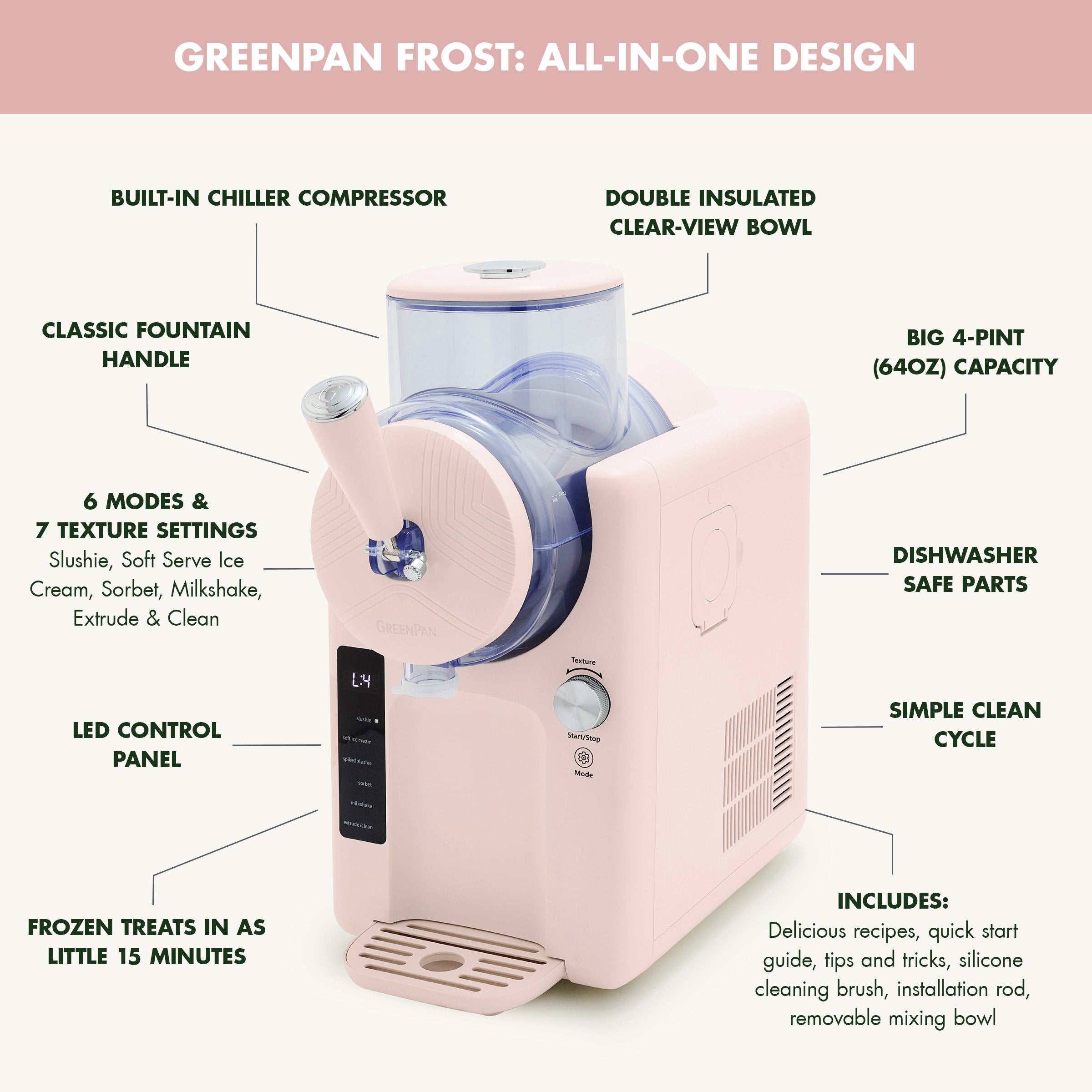 Frost Classic 15-in-1 Ice Cream & Frozen Drink Maker | Cotton Candy - Image 4