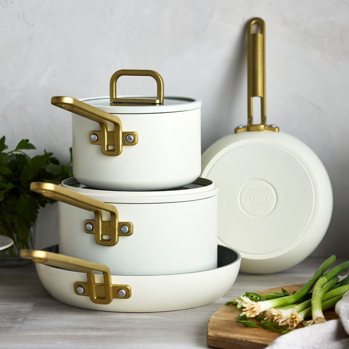Stanley Tucci™ Ceramic Nonstick 6-Piece Cookware Set | Carrara White - Image 3