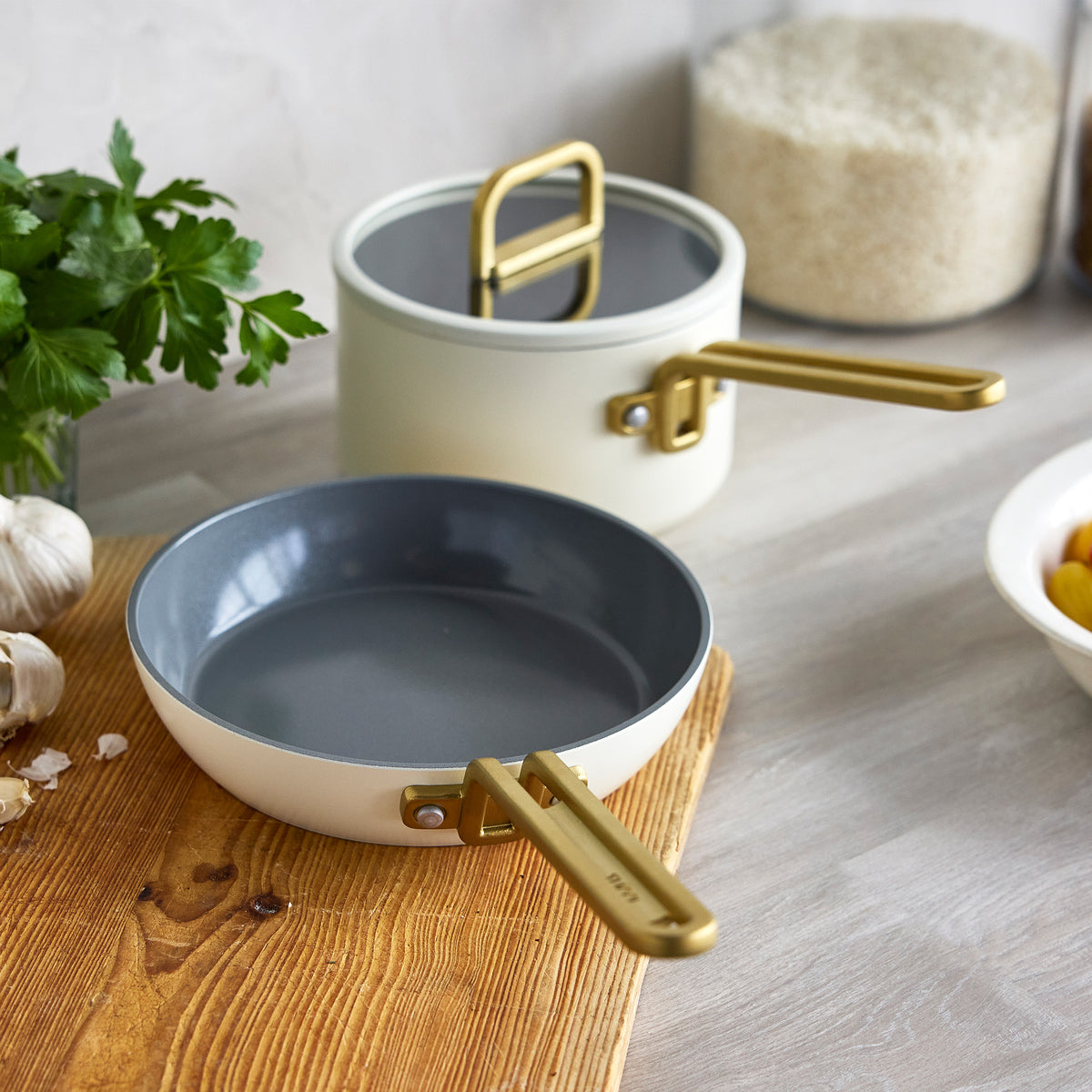 Stanley Tucci™ Ceramic Nonstick 3-Piece Mini Set | Carrara White - Image 3