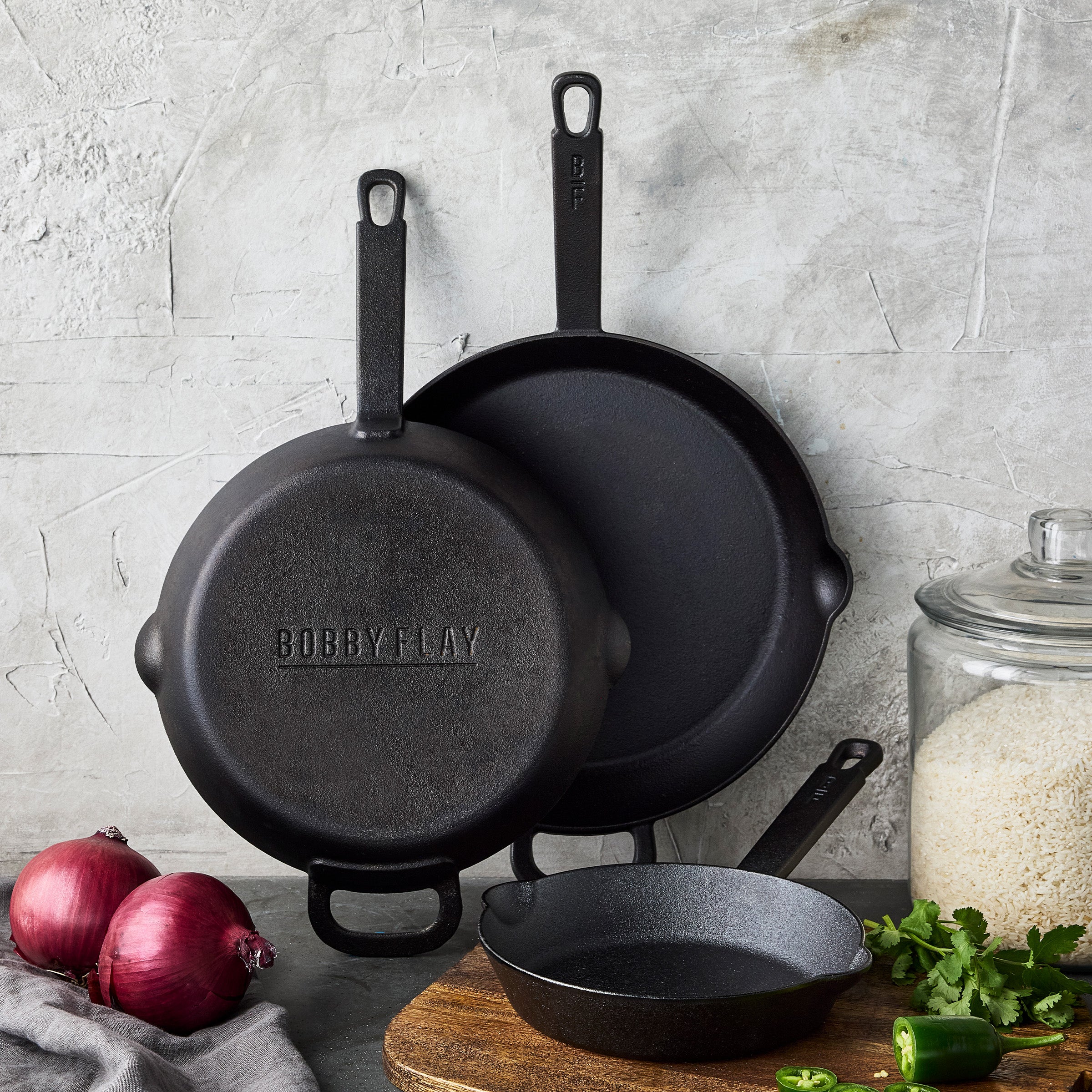 Bobby Flay by GreenPan 8. 10 and 12 Cast Iron Frypan Set - Image 3