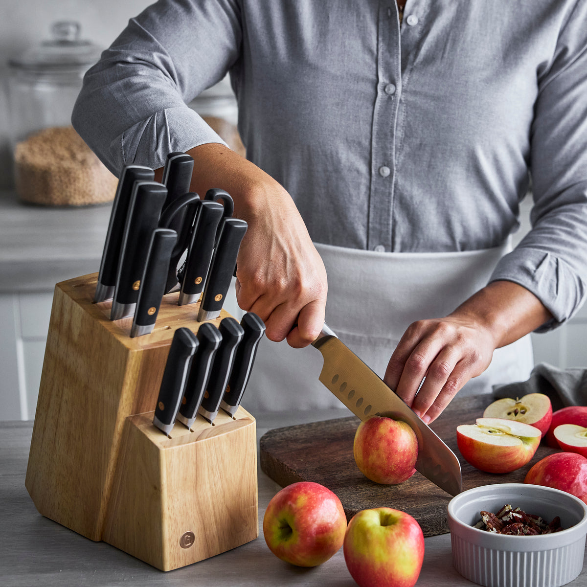 Elite Cutlery 13-Piece Knife Block Set with Black Handles - Image 3