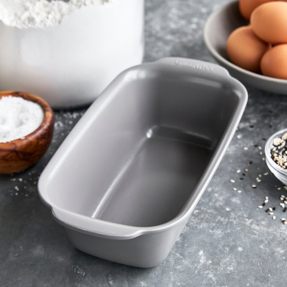 Premiere Ovenware Ceramic Nonstick 1 lb. Loaf Pan | Gray - Image 2