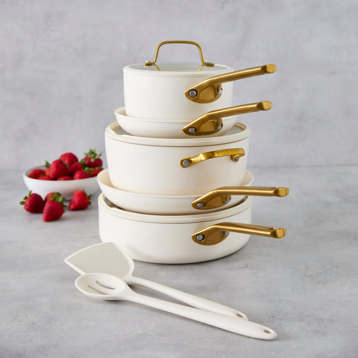 Reserve Pro Ceramic Nonstick 11-Piece Cookware Set | Cream - Image 3