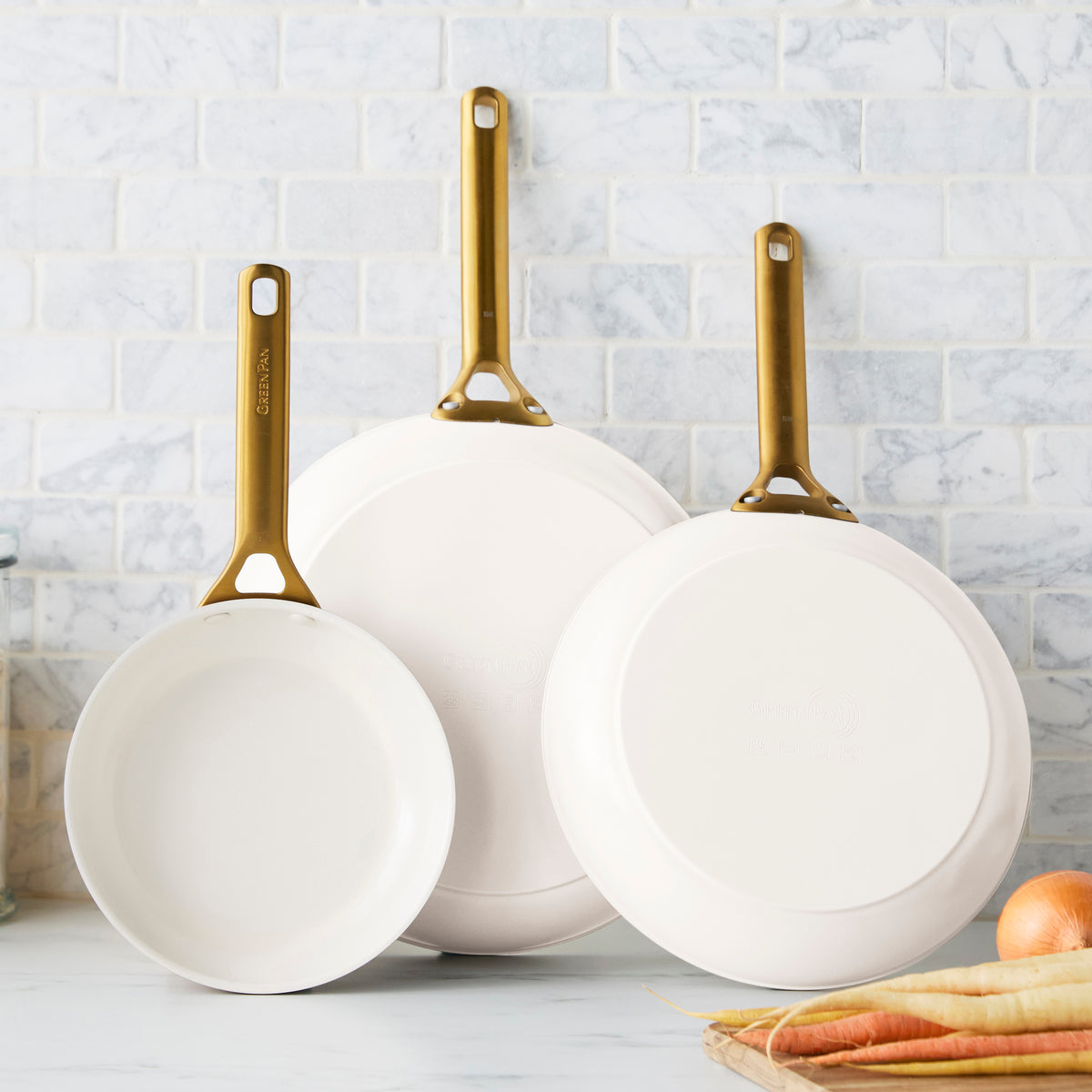 Reserve Pro Ceramic Nonstick 8. 10 and 12 Frypan Set | Cream - Image 2