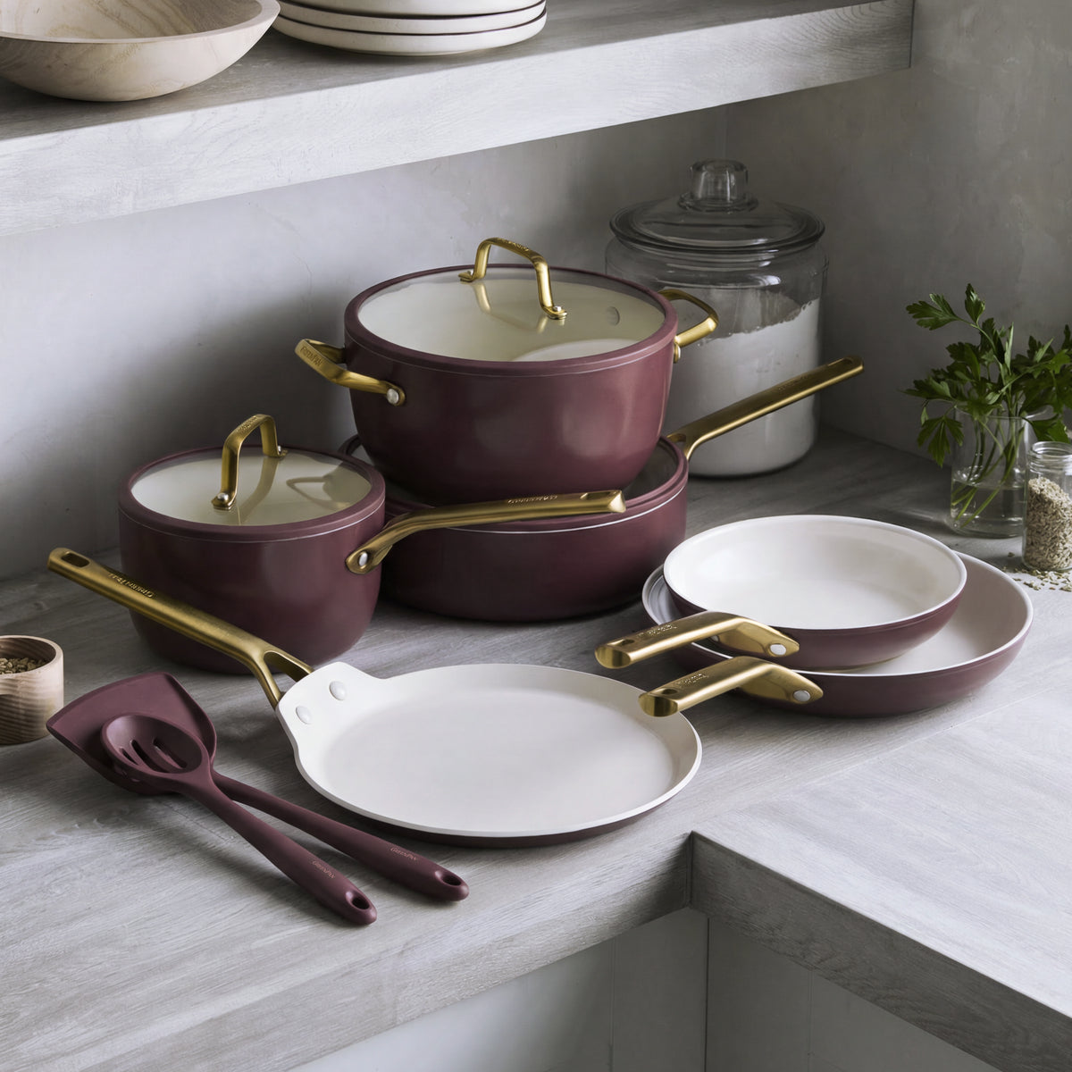 Reserve Pro Ceramic Nonstick 11-Piece Cookware Set | Bordeaux - Image 2