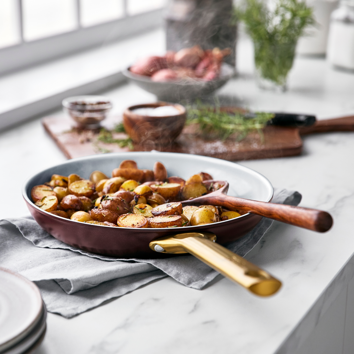 Reserve Ceramic Nonstick 10 and 12 Frypan Set | Burgundy - Image 2