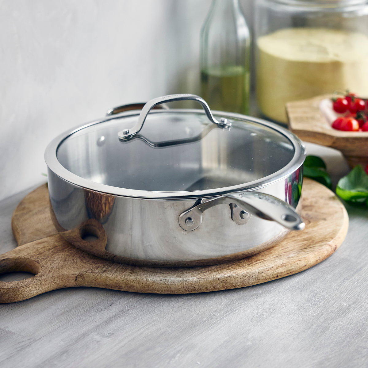 Valencia Pro Stainless Steel Uncoated 5-Quart Sauté Pan with Lid - Image 2