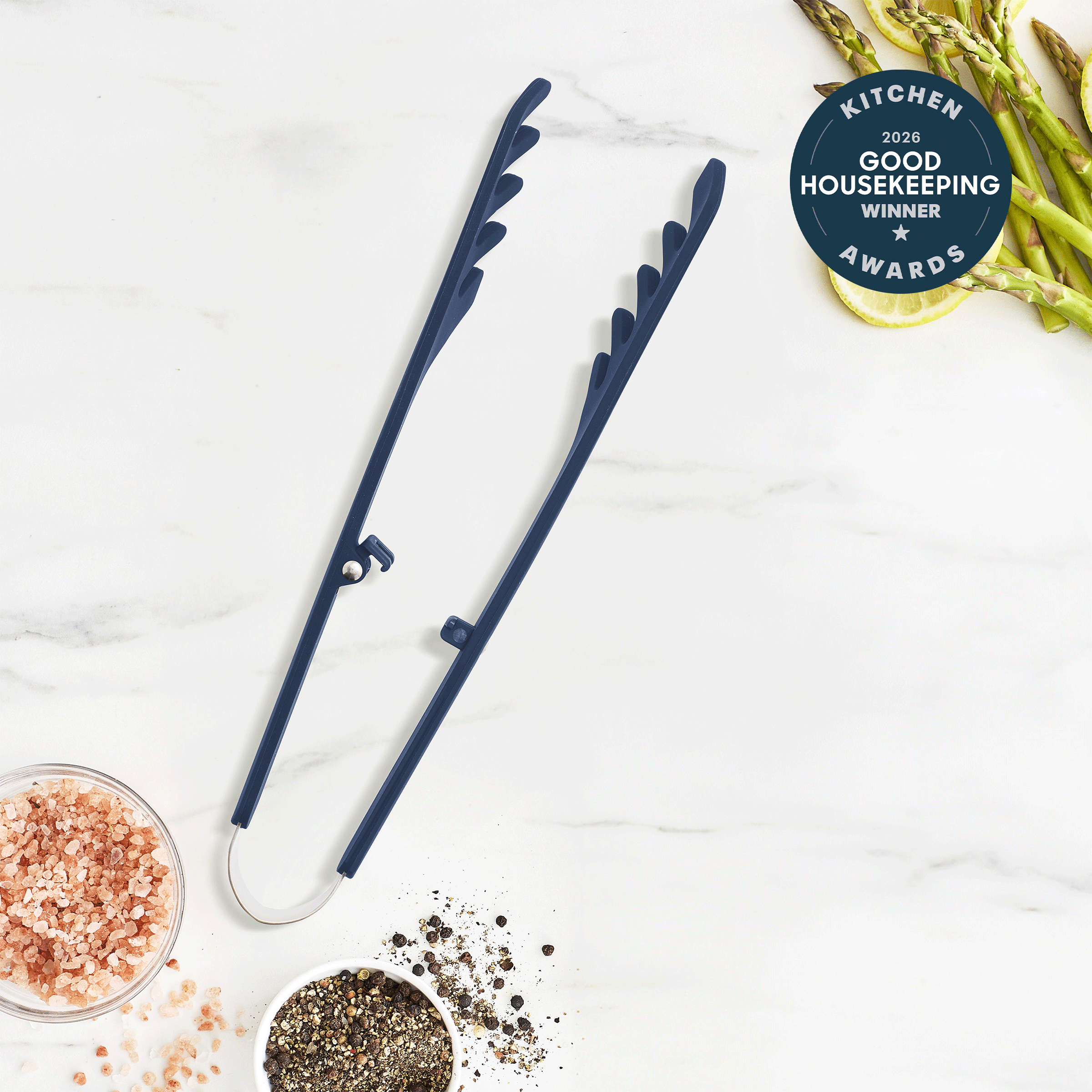 Premiere Silicone Locking Pasta Tongs | Oxford Blue - Image 2