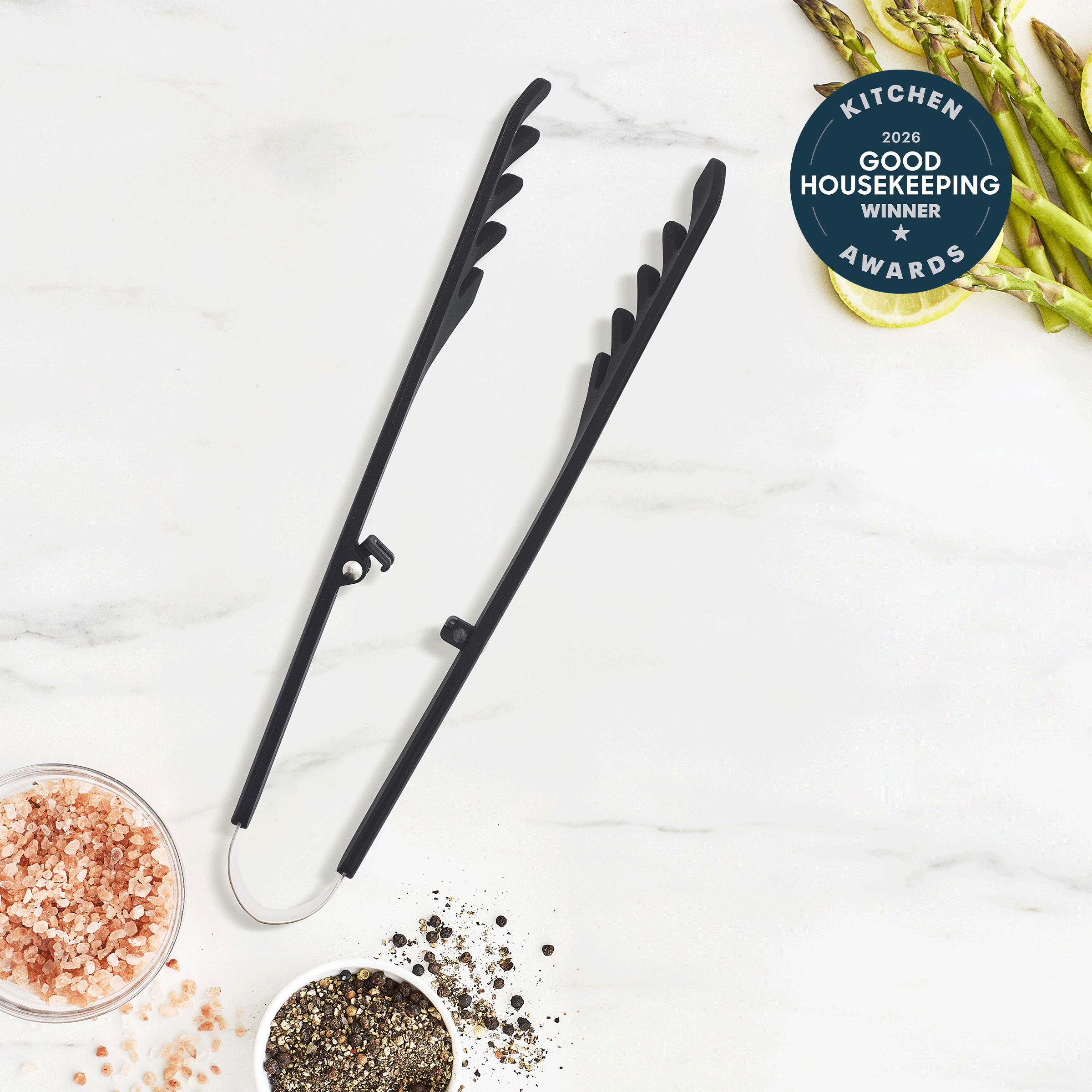 Premiere Silicone Locking Pasta Tongs | Black - Image 2