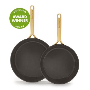 GP5 Colors Ceramic Nonstick 9.5 and 11 Frypan Set with Champagne Handles | Cocoa