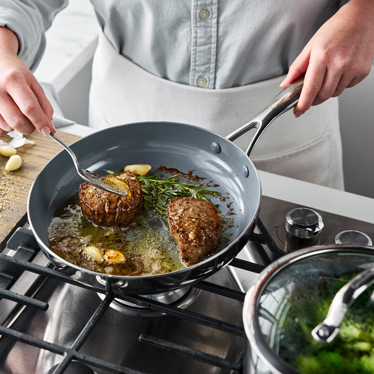 Valencia Pro Stainless Steel 8 and 10 Frypan Set - Image 7