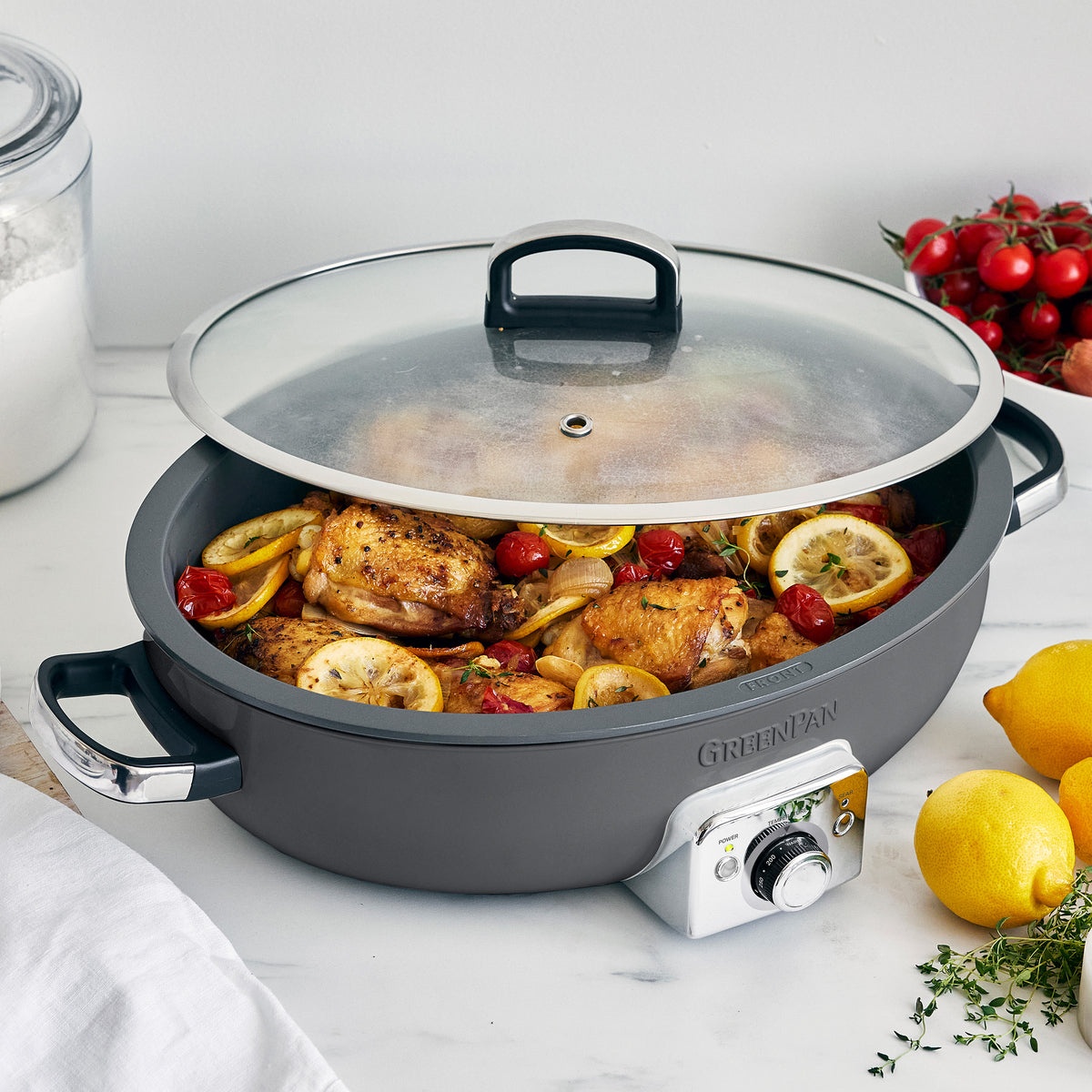 Elite 5.5-Quart Oval Electric Skillet | Graphite - Image 2