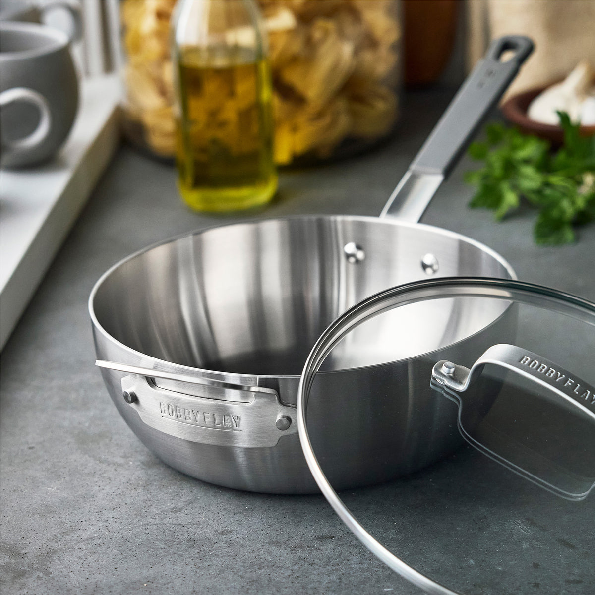 Bobby Flay by GreenPan 3.57-Quart Stainless Steel Chef's Pan with Lid - Image 3