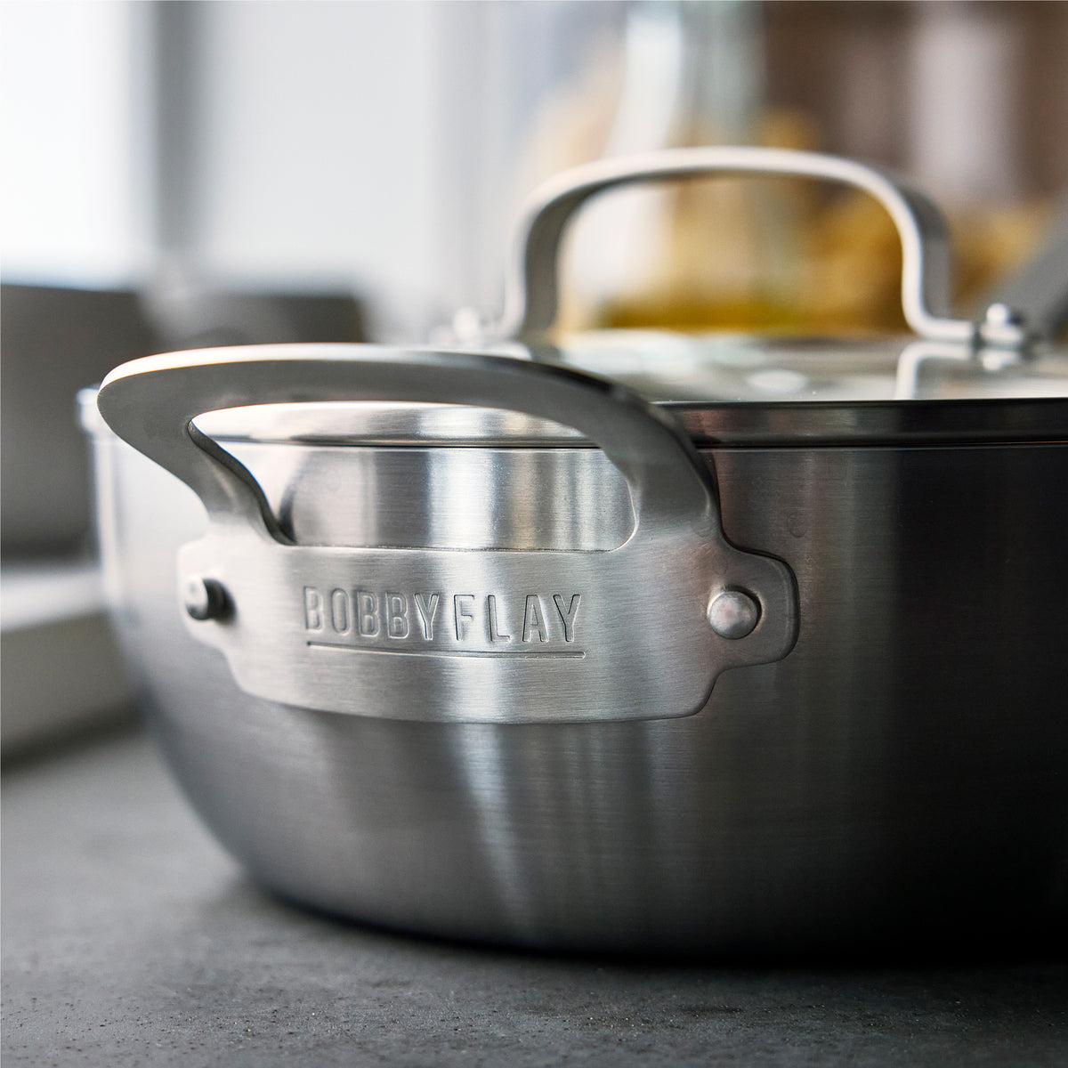 Bobby Flay by GreenPan 3.57-Quart Stainless Steel Chef's Pan with Lid - Image 4
