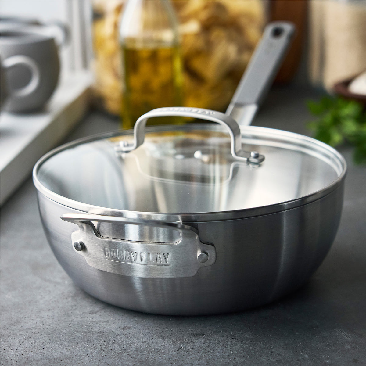 Bobby Flay by GreenPan 3.57-Quart Stainless Steel Chef's Pan with Lid - Image 5