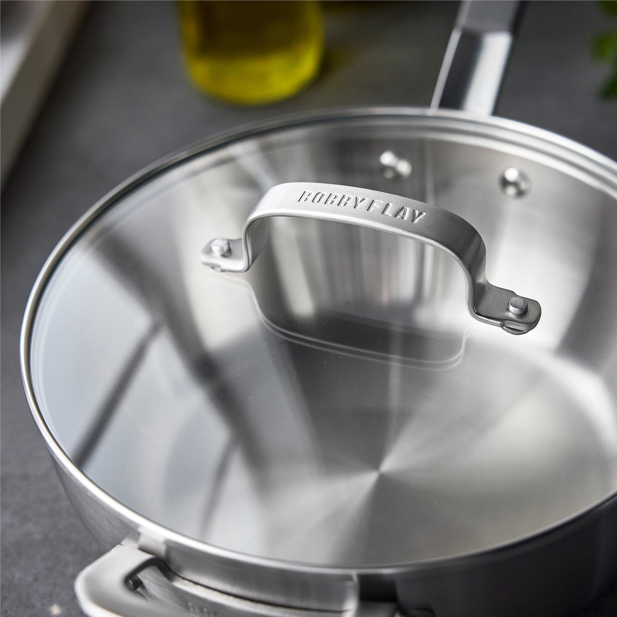 Bobby Flay by GreenPan 3.57-Quart Stainless Steel Chef's Pan with Lid - Image 6