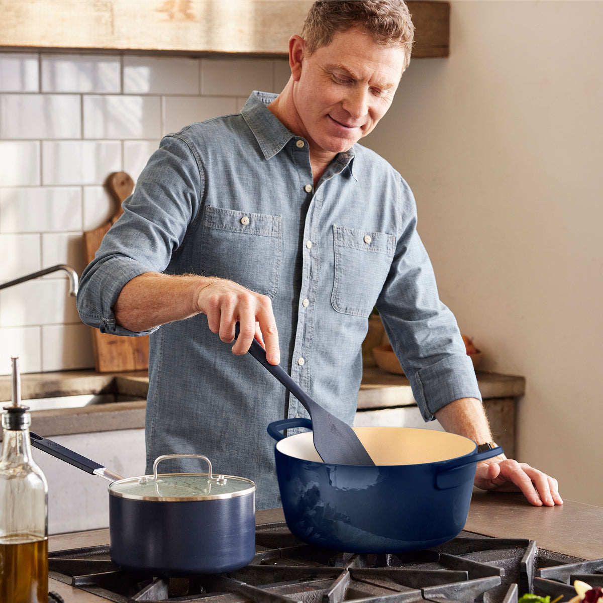 Bobby Flay by GreenPan 5.5-Quart Enameled Cast Iron Dutch Oven | Cobalt - Image 2