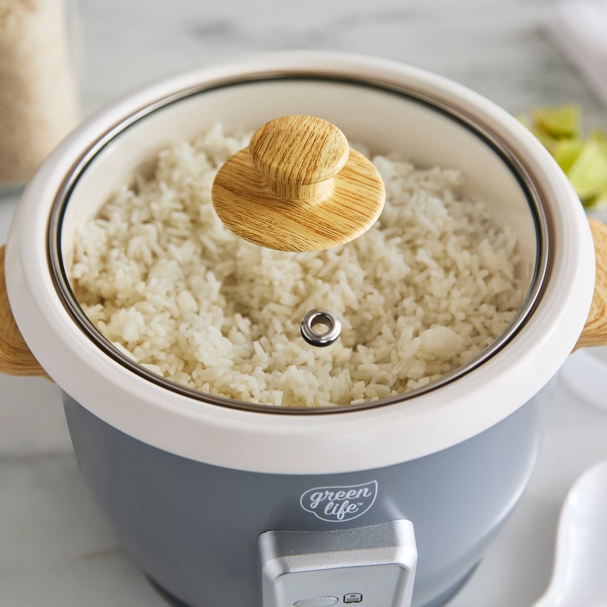 GreenLife 6-Cup Rice Cooker | Quartz Gray - Image 4