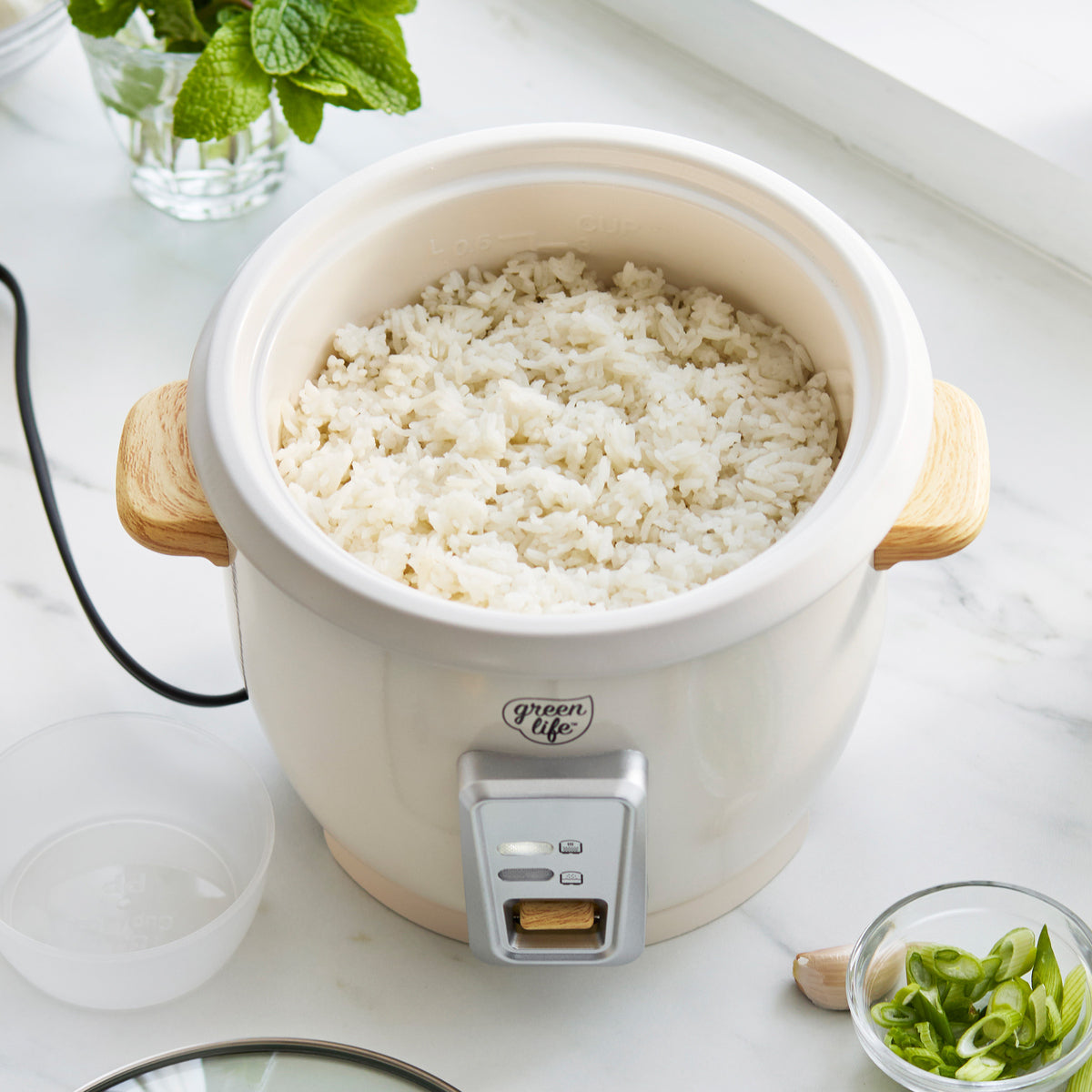 GreenLife 6-Cup Rice Cooker | Cream - Image 3