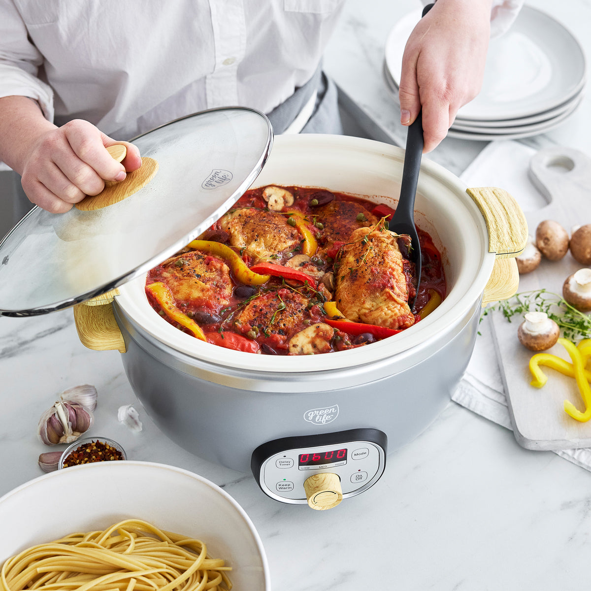 GreenLife Healthy 6-Quart Slow Cooker | Quartz Gray - Image 3