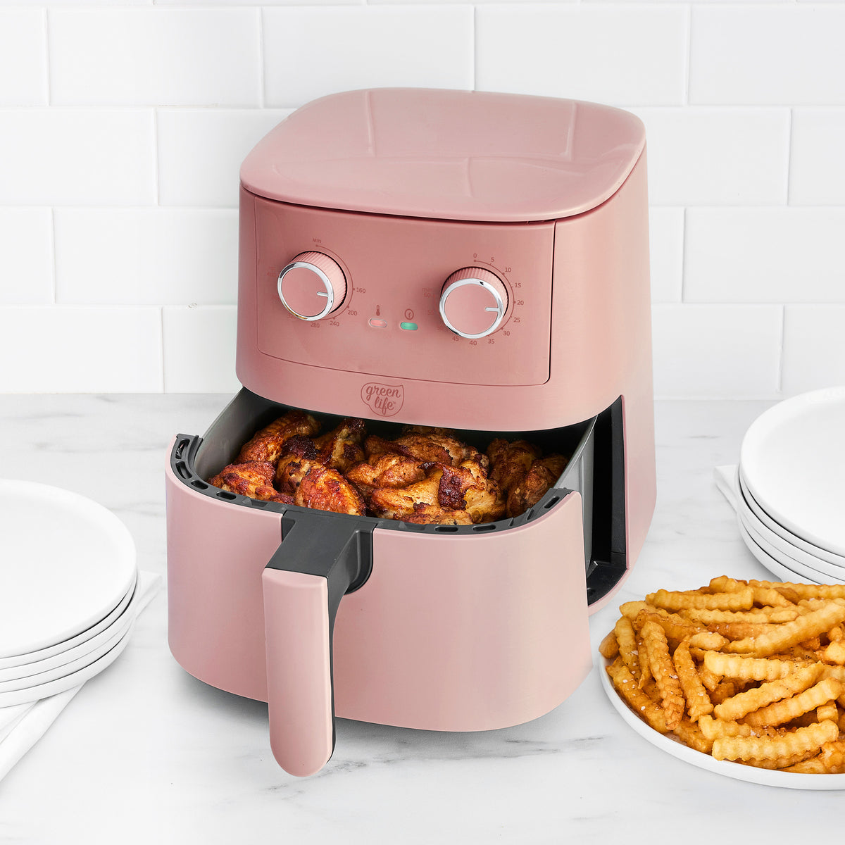 GreenLife 4.5-Quart EZ Air Fryer | Dusty Rose - Image 2
