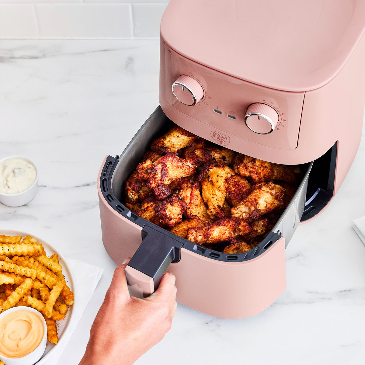 GreenLife 4.5-Quart EZ Air Fryer | Dusty Rose - Image 3