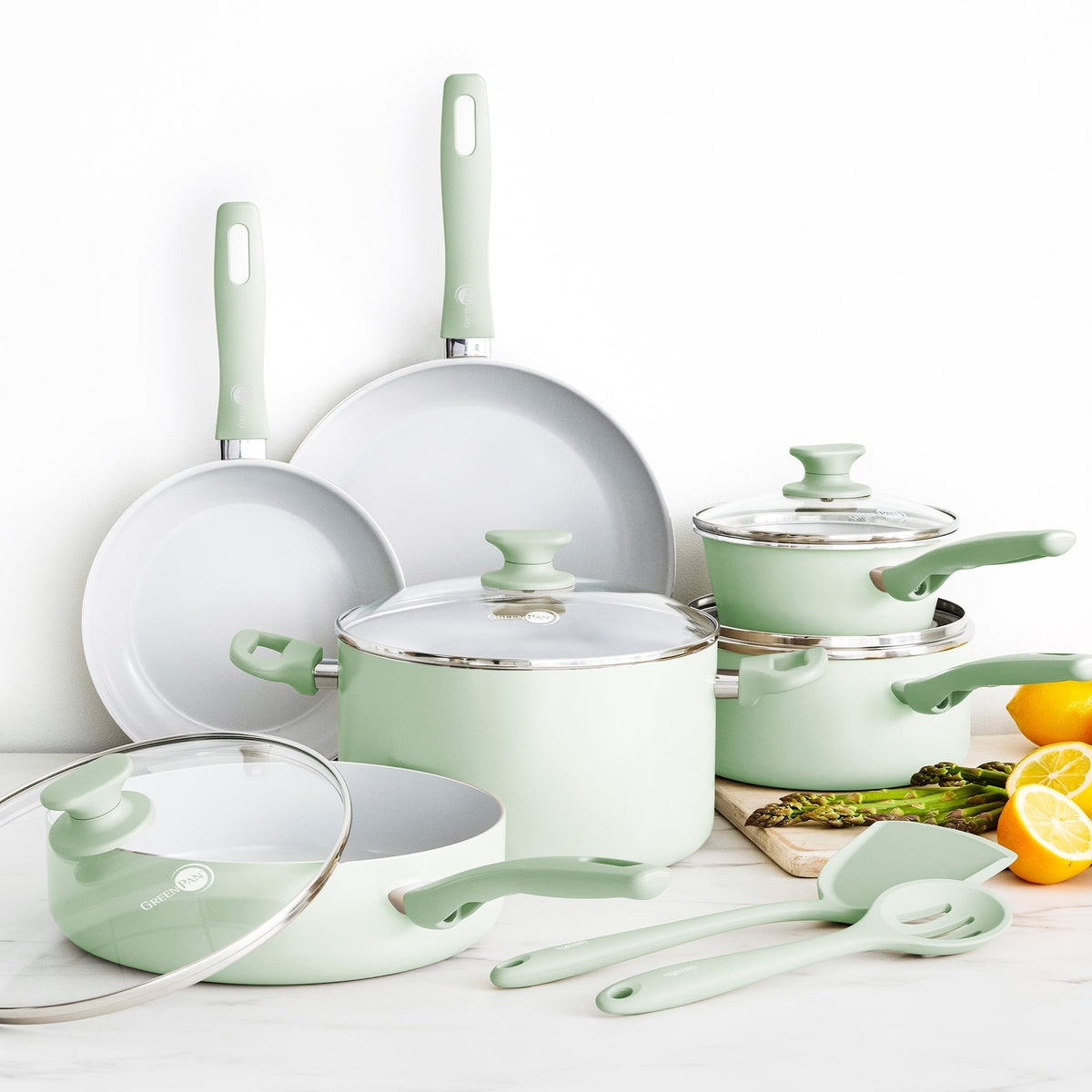 Dover Ceramic Nonstick 12-Piece Cookware Set | Pastel Green - Image 2