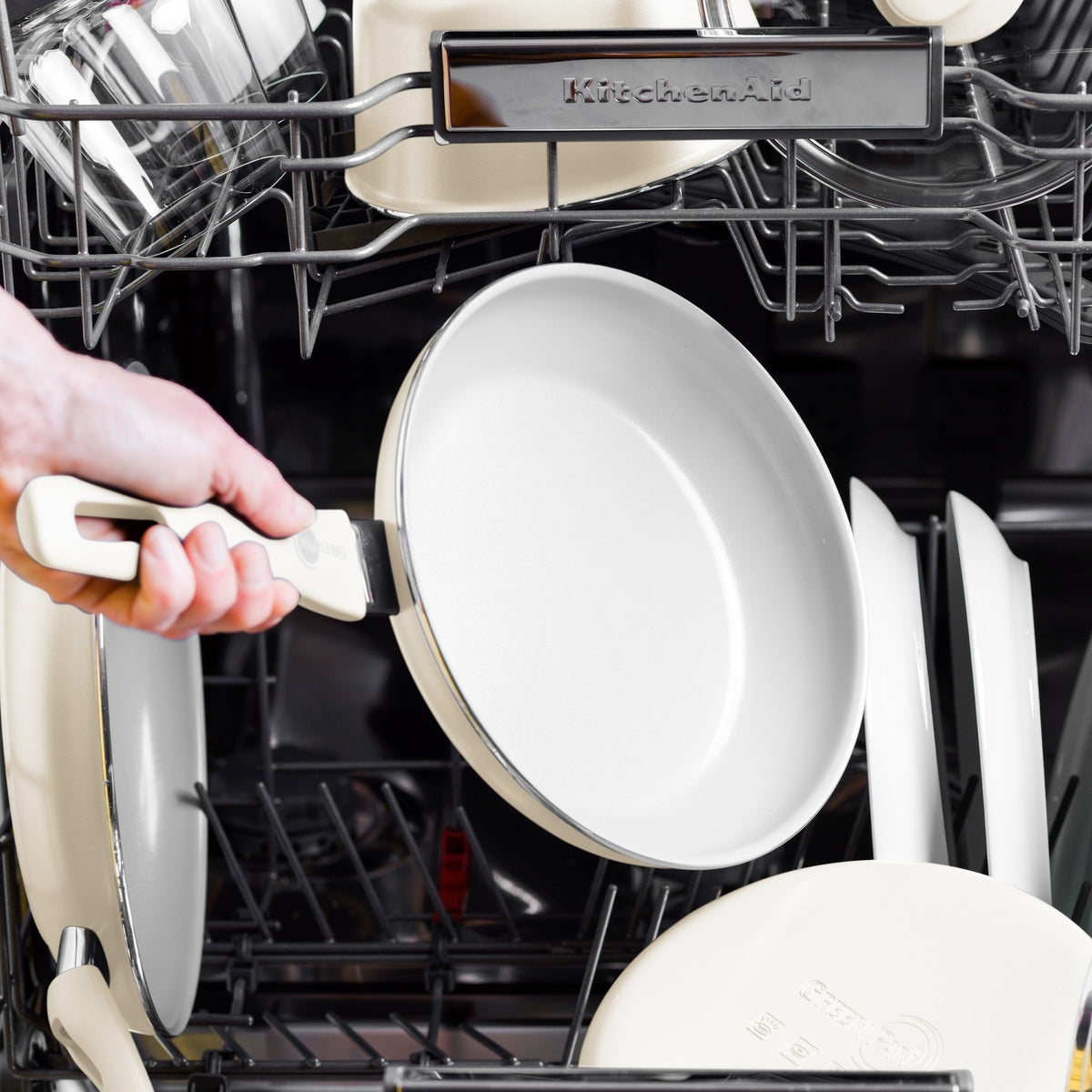 Dover Ceramic Nonstick 8 and 10 Frypan Set | Cream White - Image 5