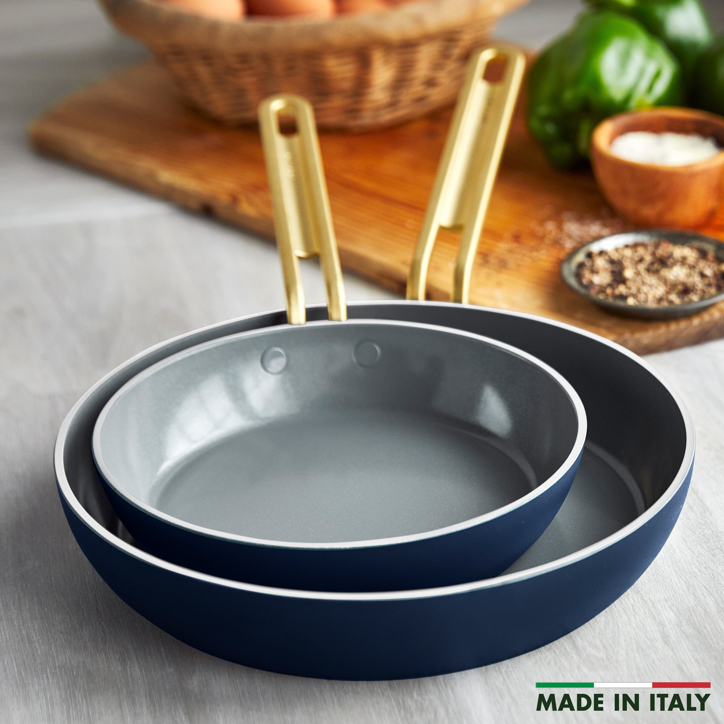 Stanley Tucci™ Ceramic Nonstick 8 and 10 Frypan Set | Marino Blue - Image 3