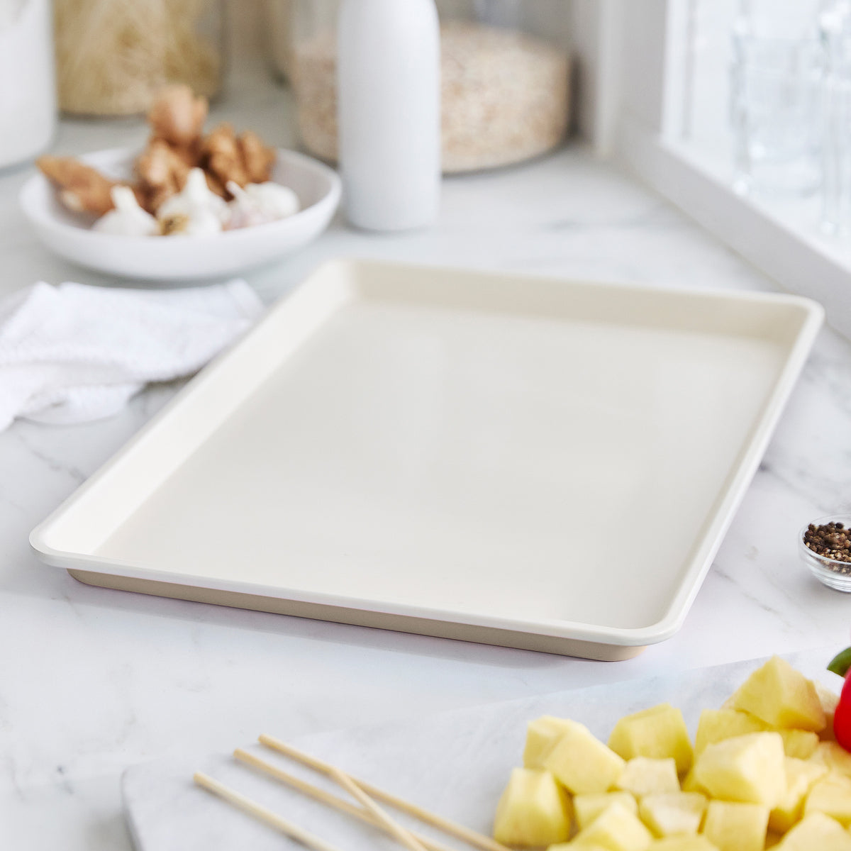 GreenLife Ceramic Nonstick 18 x 13 Cookie Sheet | Taupe - Image 2