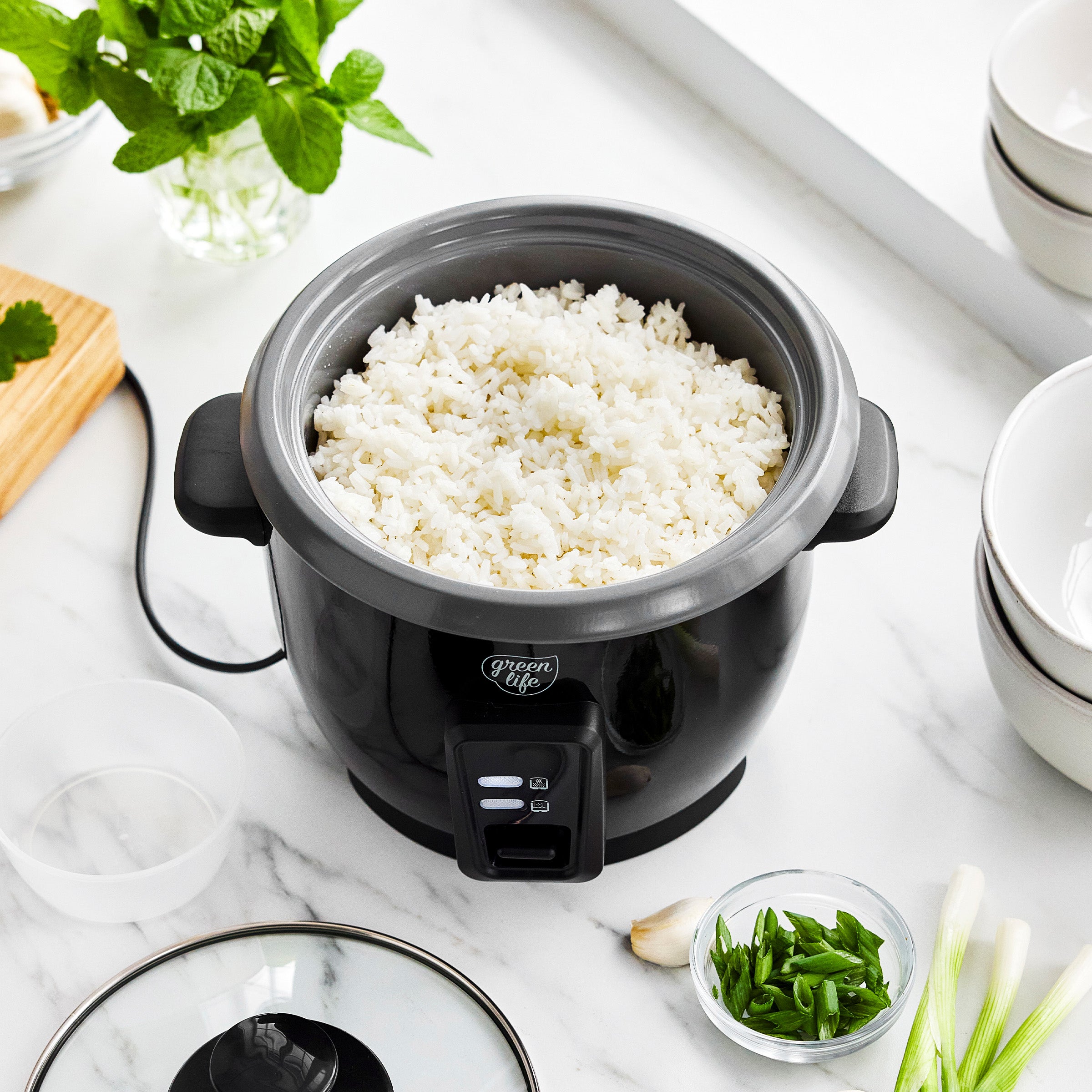 GreenLife 6-Cup Rice Cooker | Black - Image 3