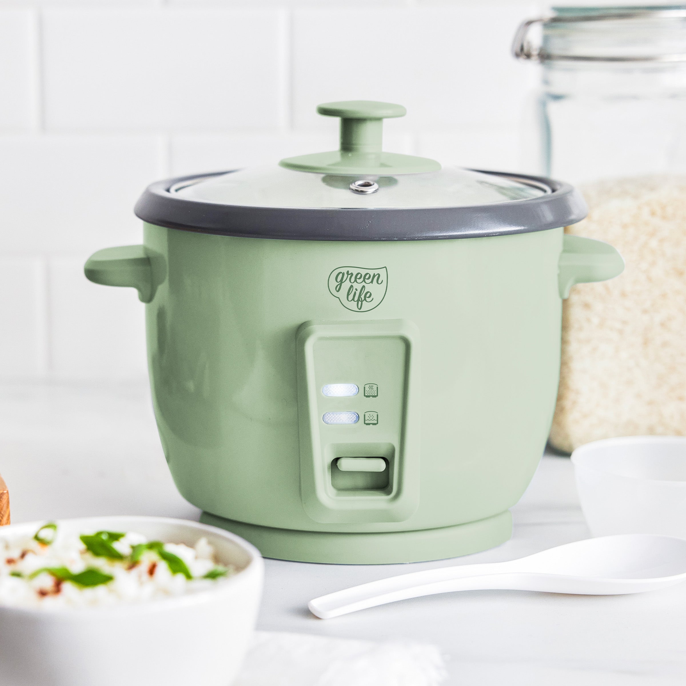 GreenLife 6-Cup Rice Cooker | Sage Green - Image 2