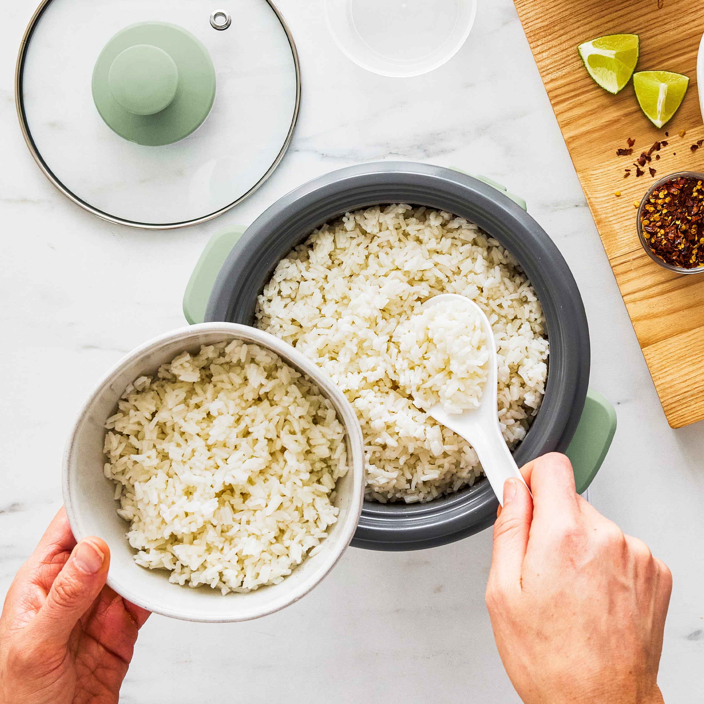 GreenLife 6-Cup Rice Cooker | Sage Green - Image 4