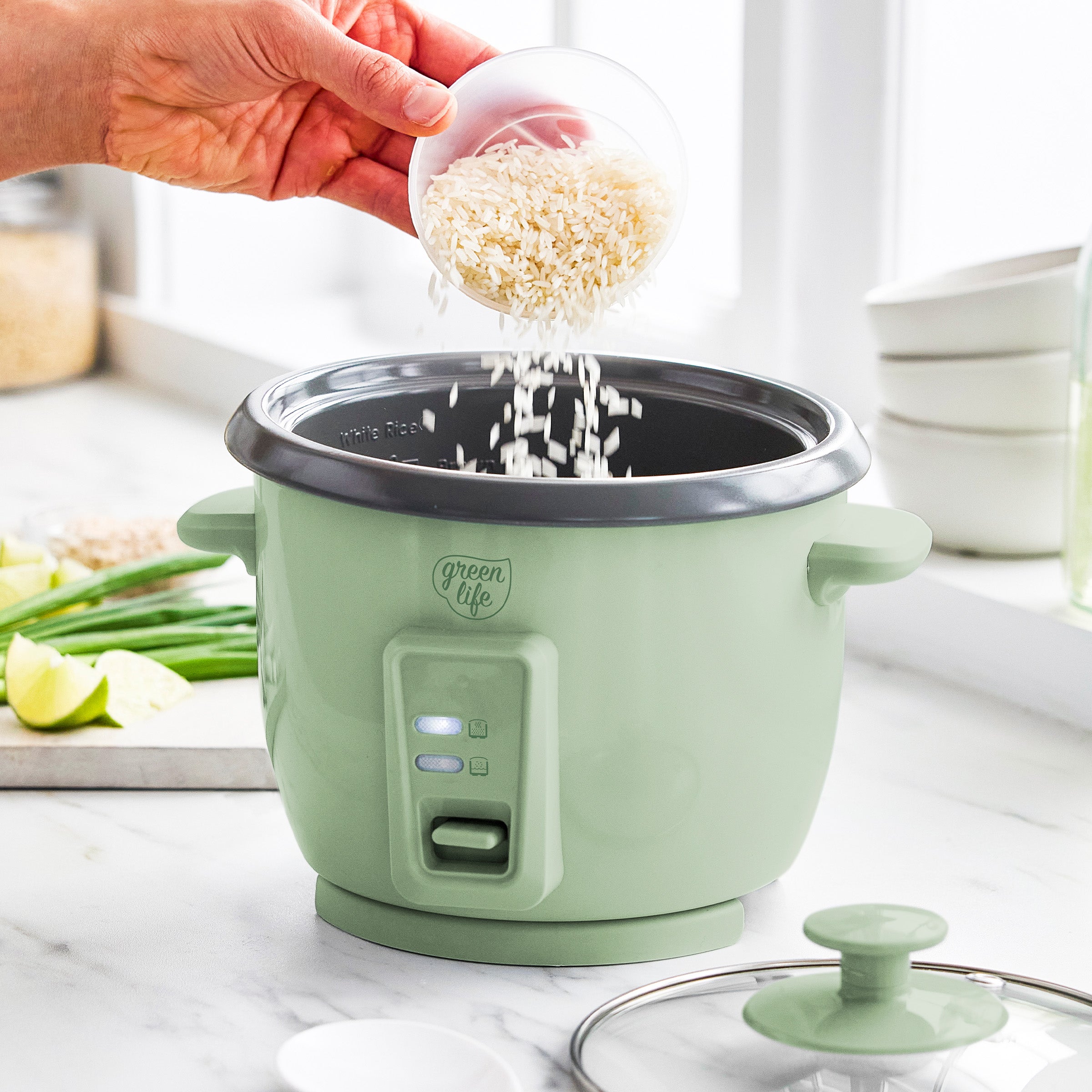 GreenLife 6-Cup Rice Cooker | Sage Green - Image 5