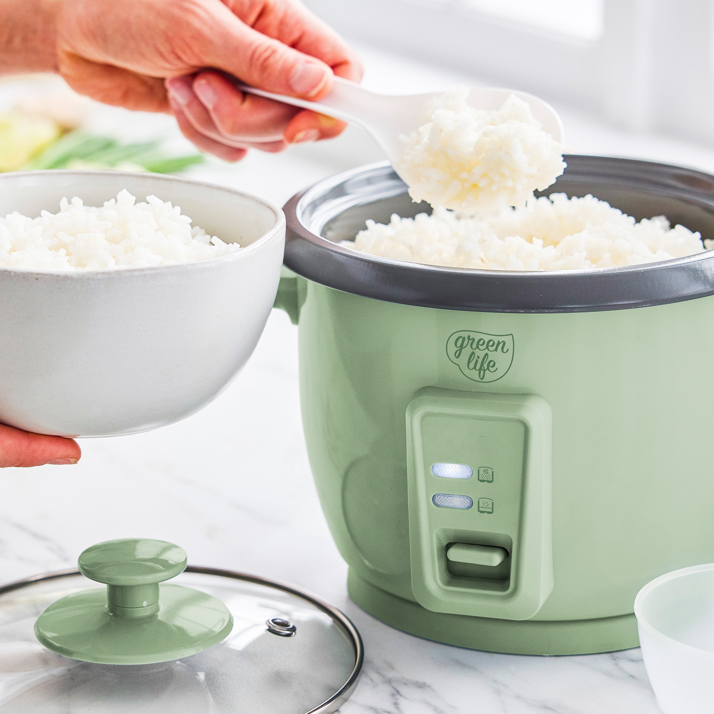 GreenLife 6-Cup Rice Cooker | Sage Green - Image 7